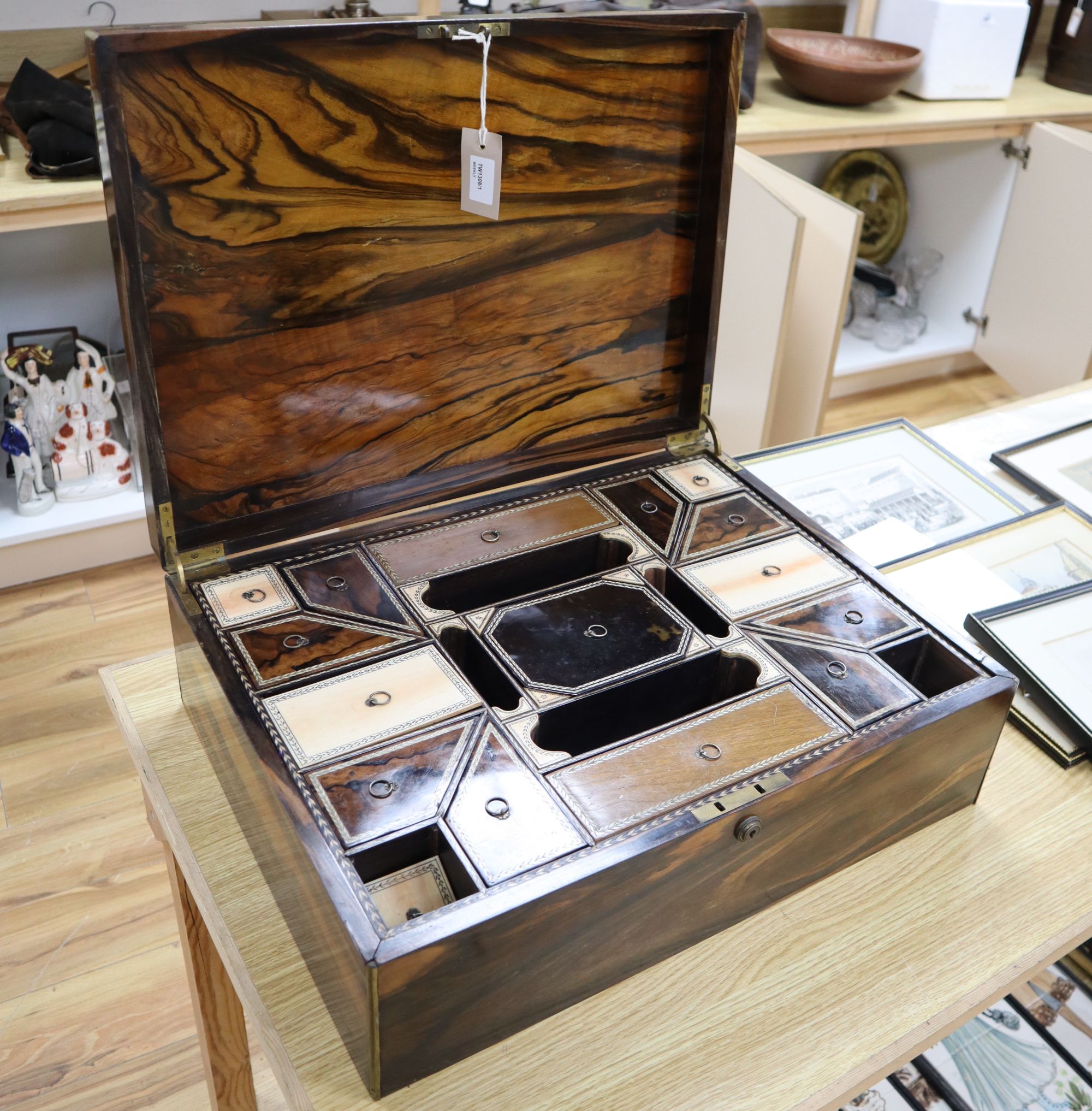 An Anglo-Indian brass-bound coromandel dressing case, 19th century